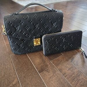 Embossed Faux Leather Crossbody & Wallet Set